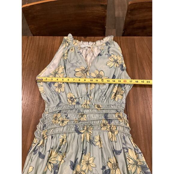 Current Air Sleeveless A Line Floral V Neck Smocked Waist knee length Dress M - Picture 7 of 8